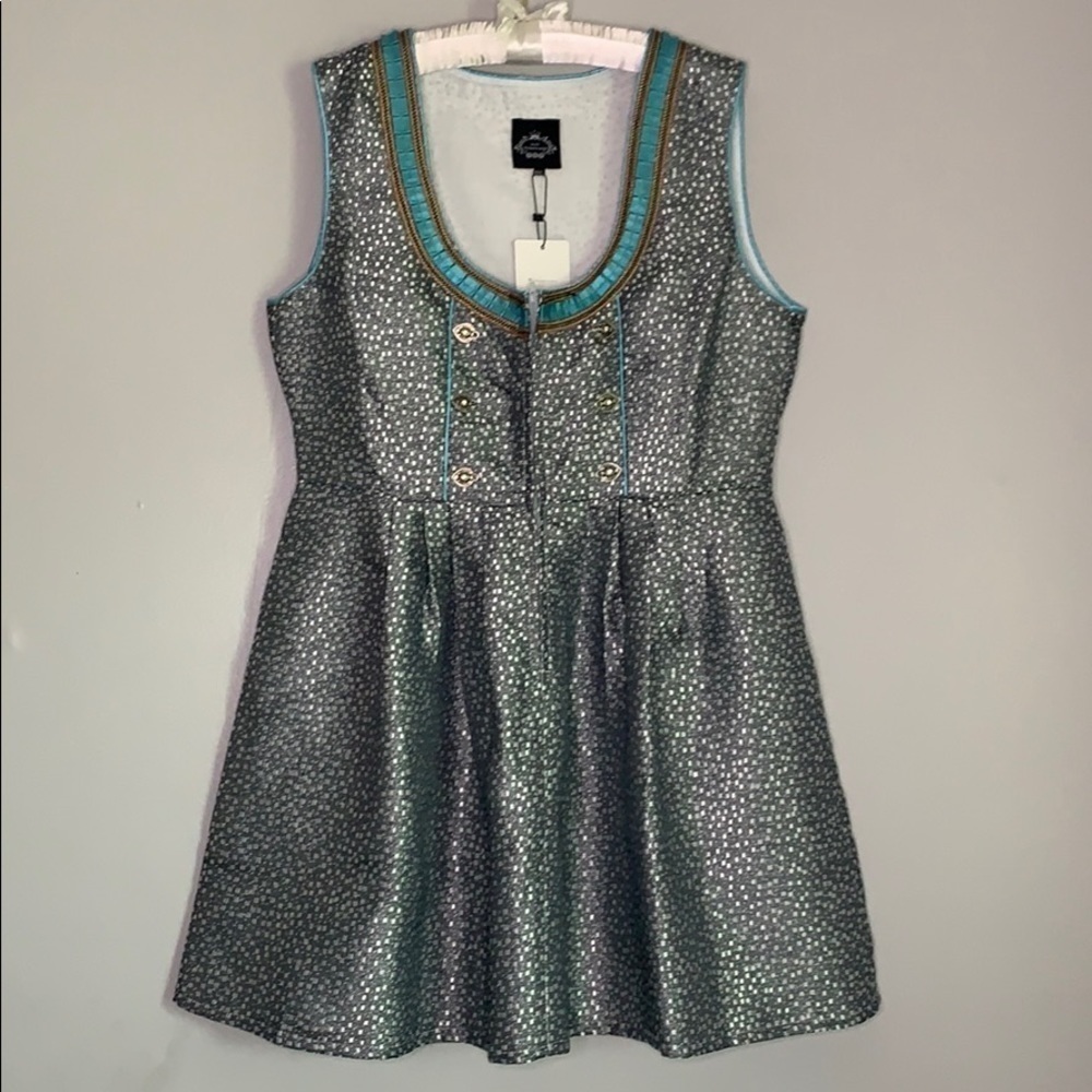 Metallic Zip Front Mini a line Cocktail dress women’s large nwt new with tags